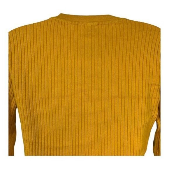 Divided by H&M Womens Ribbed Mustard Yellow Long Sleeve Sweater Size Medium - Picture 3 of 5